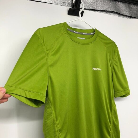 Marmot lime green ruched  sides athletic t shirt crewneck small - Picture 4 of 14